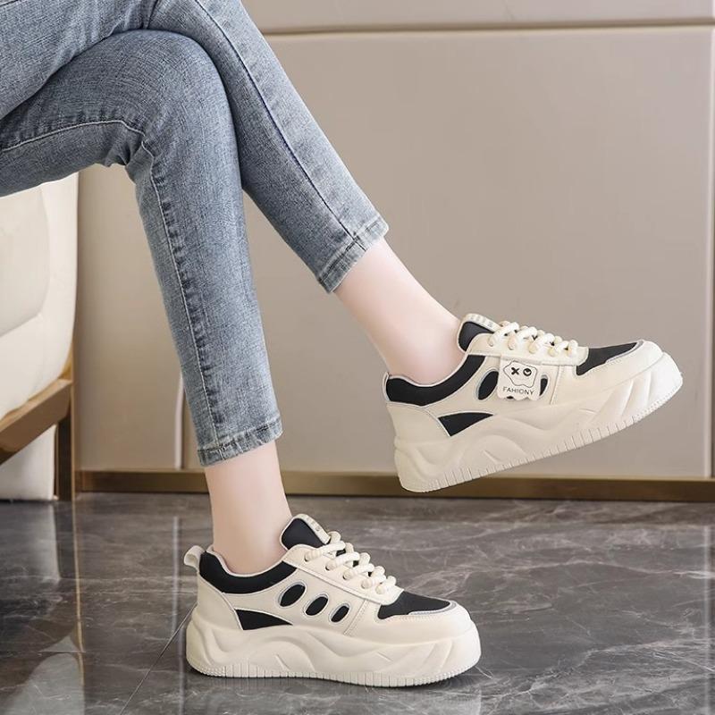 Fashion Sneakers Chunky Women Vulcanized Shoes Sneakers Boots White Platform Shoes Heel Lace Up Shoes for Women Femmes