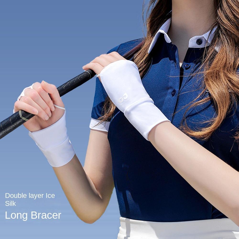 Thin Half Finger Golf Gloves Elastic Ice Silk Mittens Sports Sunscreen Gloves  Outdoor