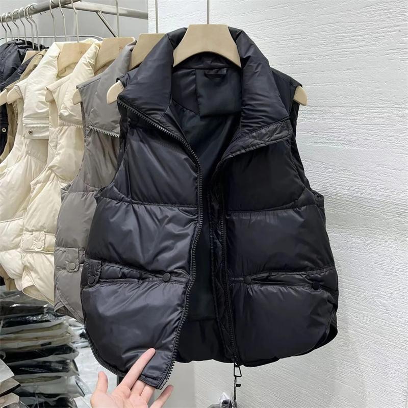 Winter Autumn Women's Short Down Cotton Vest Jackets Loose Sleeveless Coat Warm Tank Waistcoat  Female Outerwear Tops