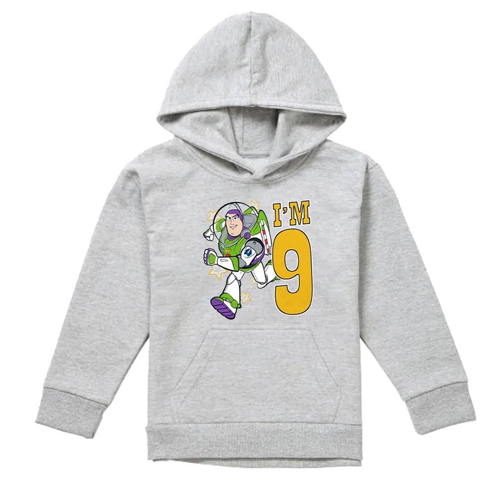 Toy Story Childrens/Kids I´m 9 Buzz Lightyear Heather Birthday Pullover Hoodie