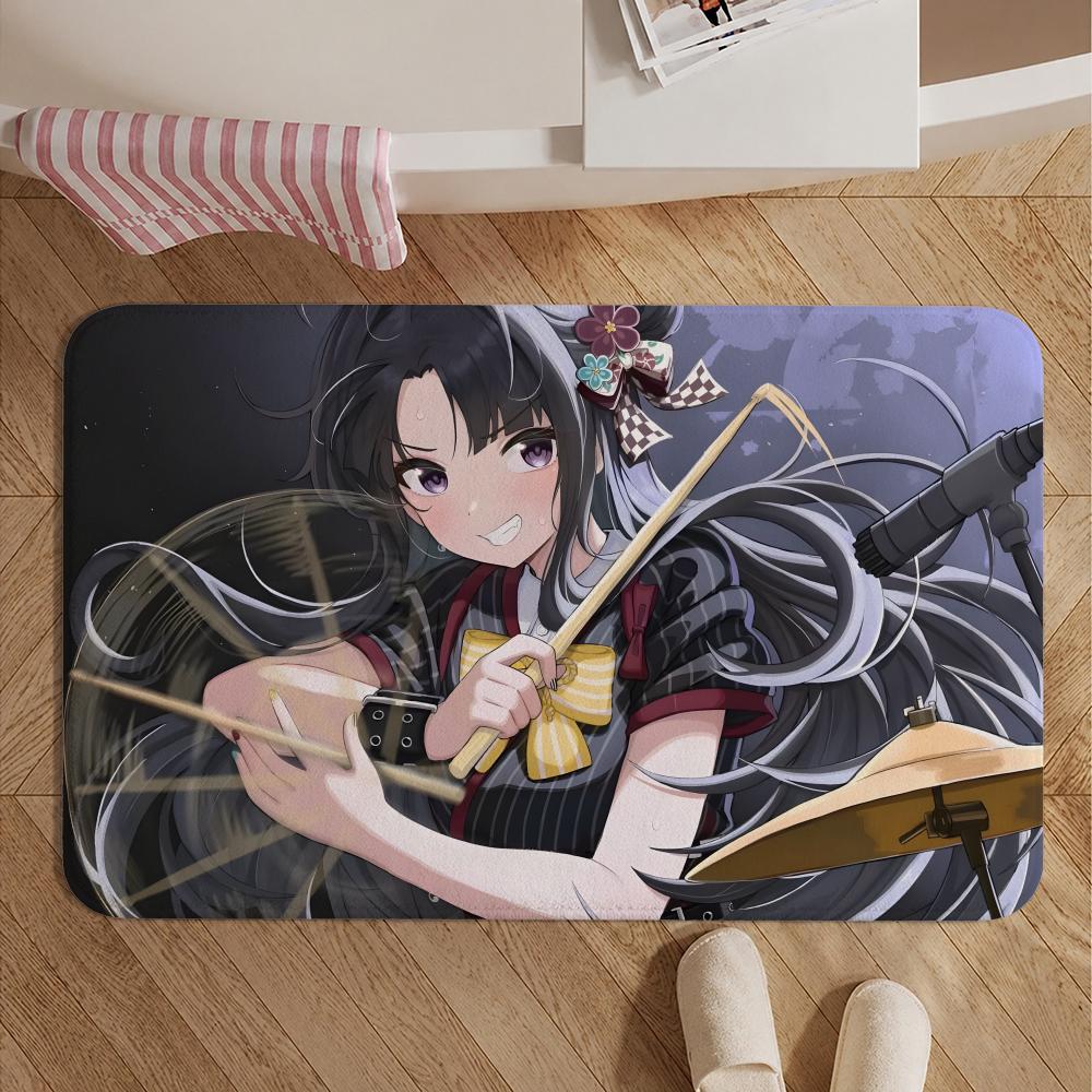 Anime-girls Band cryS Floor Mat Soft Non-Slip Bath Mat, Bedside Carpet, Absorbent Doormat for Home