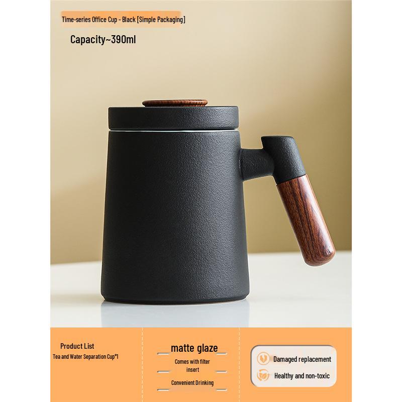 Large-Capacity Ceramic Tea Cup with Lid: Perfect Teacher Gift or Office Mug for Tea and Water Separation