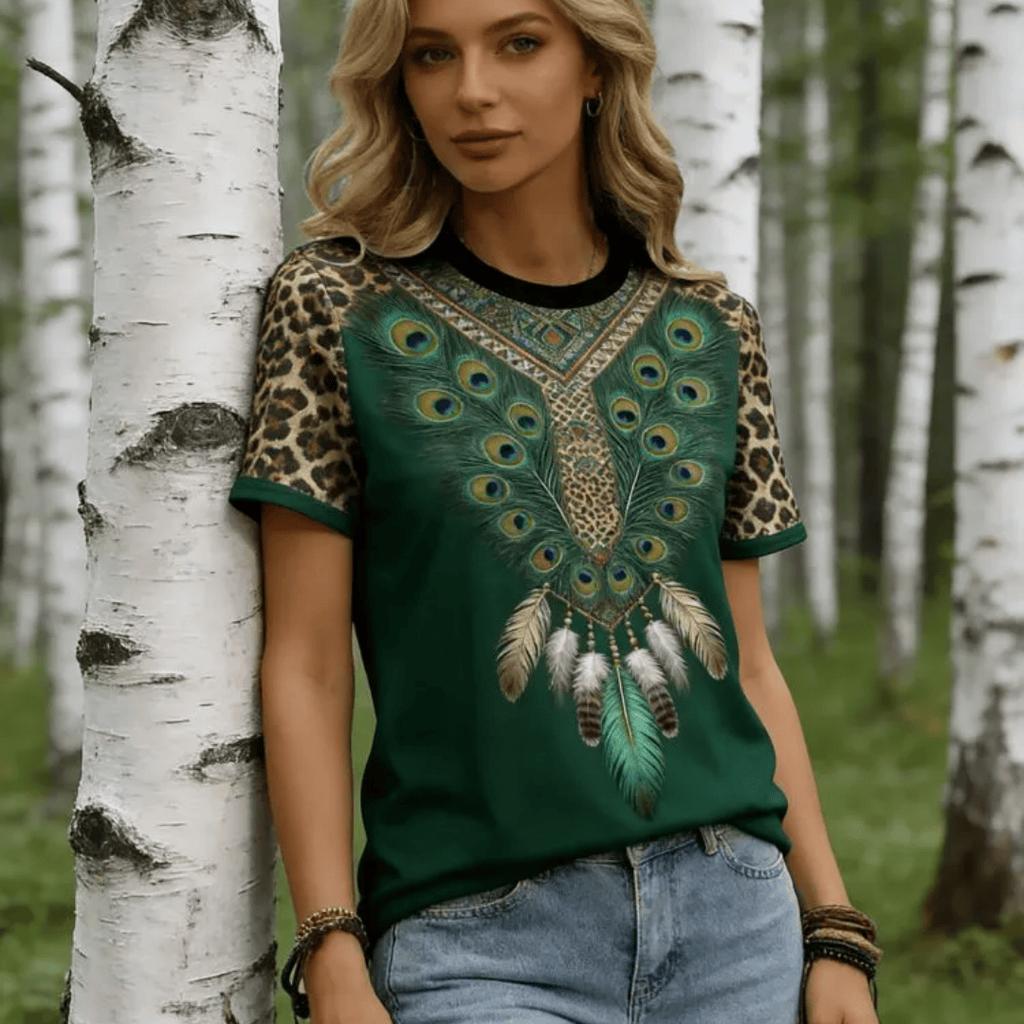 Women New Retro Harajuku Stripe Print V‑Neck Short Sleeve T‑Shirt Streetwear Casual Summer Pullover Top
