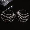 Diamond fringed circle silver needle earrings personalized fashion light luxury temperament earrings