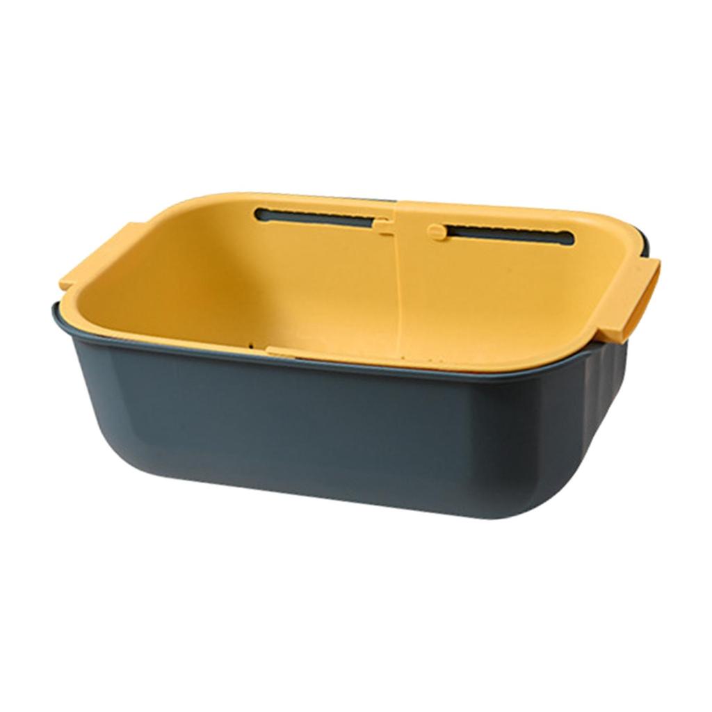 Double Layer Telescopic Drain Basket Detachable Kitchen Supplies Retractable with Handles fruits and