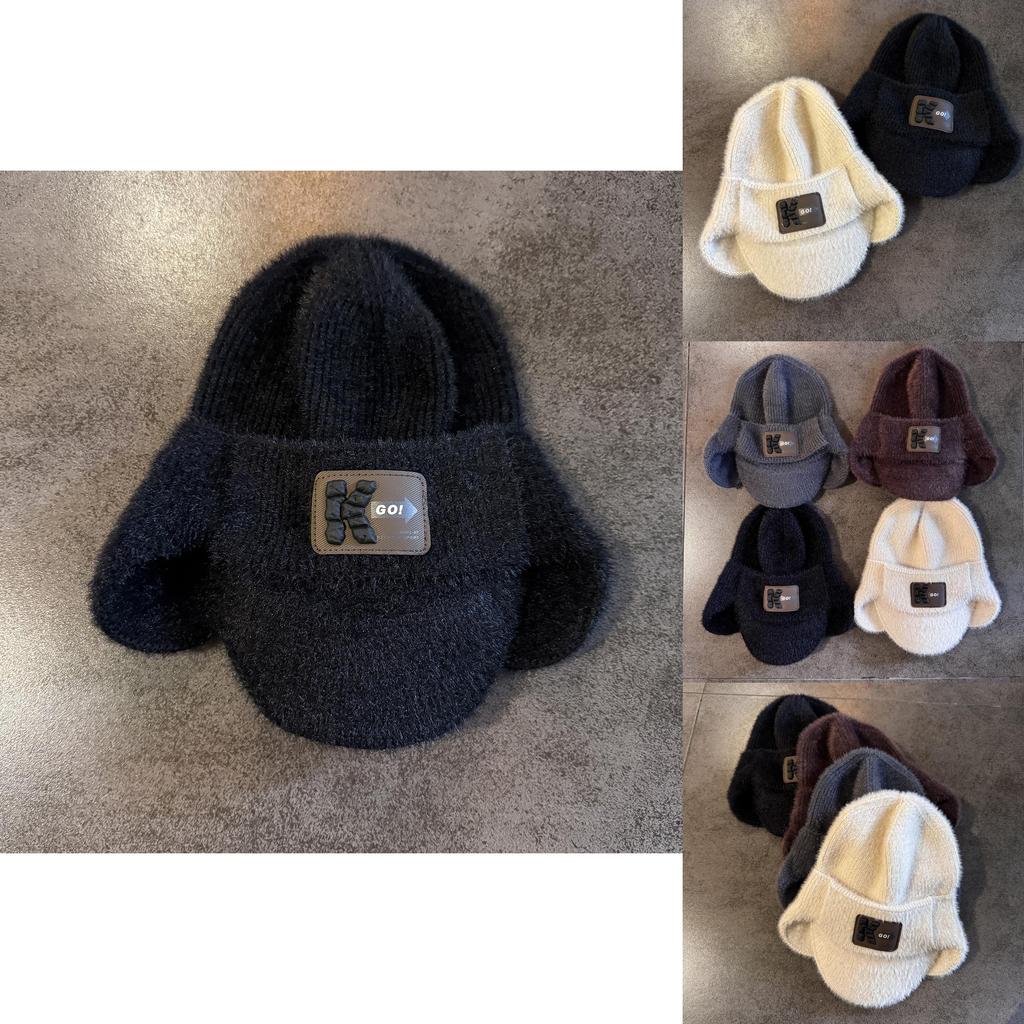 Mens Warm Fleece Beanie With Alphabet Embroidery And High Top Style For Winter Fashion