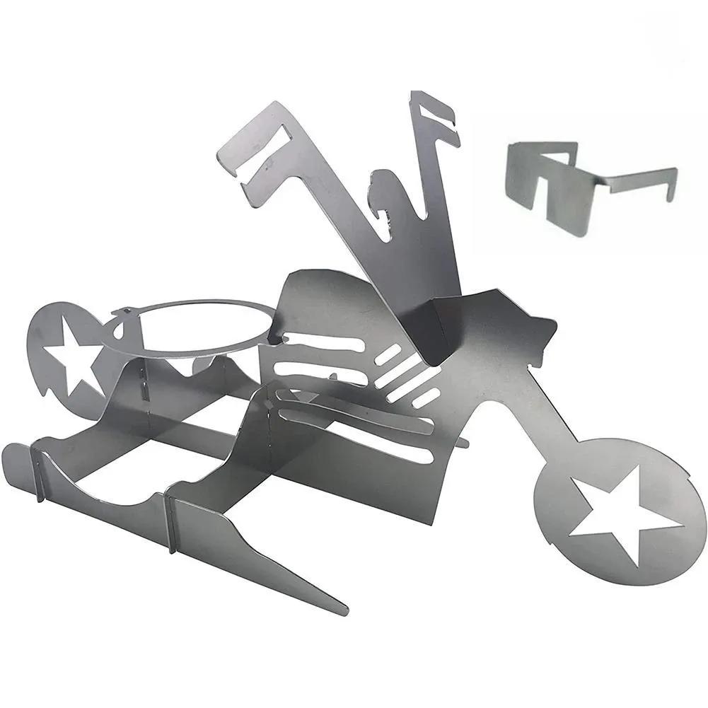 2025 new American Motorcycle BBQ Steel Rack with Beer Can Holder for Juicy and Funny Chicken Grilling Roast Barbecue Accessories to