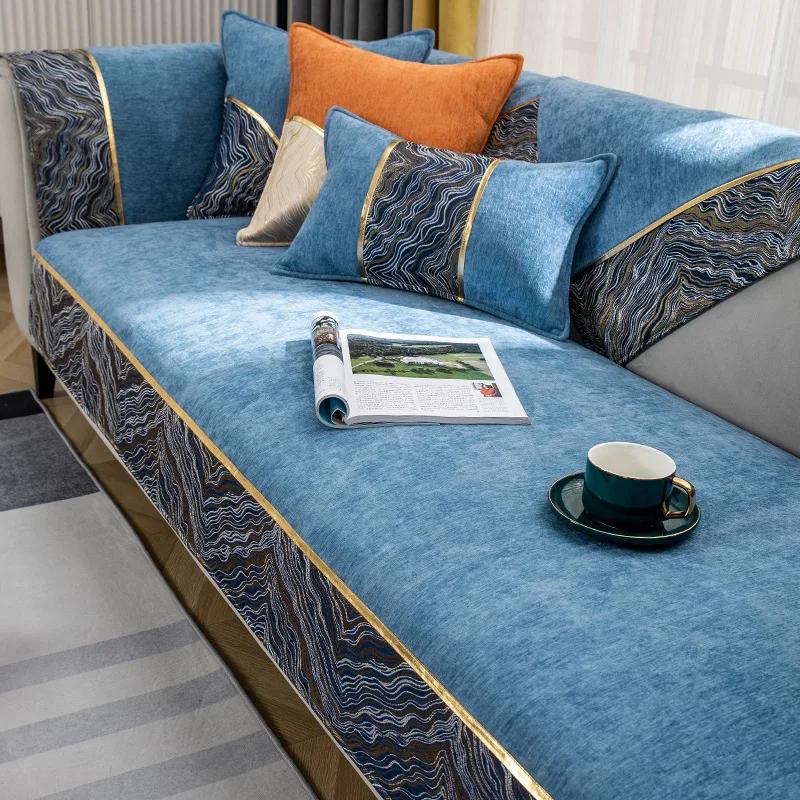 

Чехол для дивана из синели, однотонный мраморный чехол для дивана, наволочка для гостиной, нескользящий чехол для дивана, универсальный коврик для дивана, четыре сезона 70x70cm 1pcs