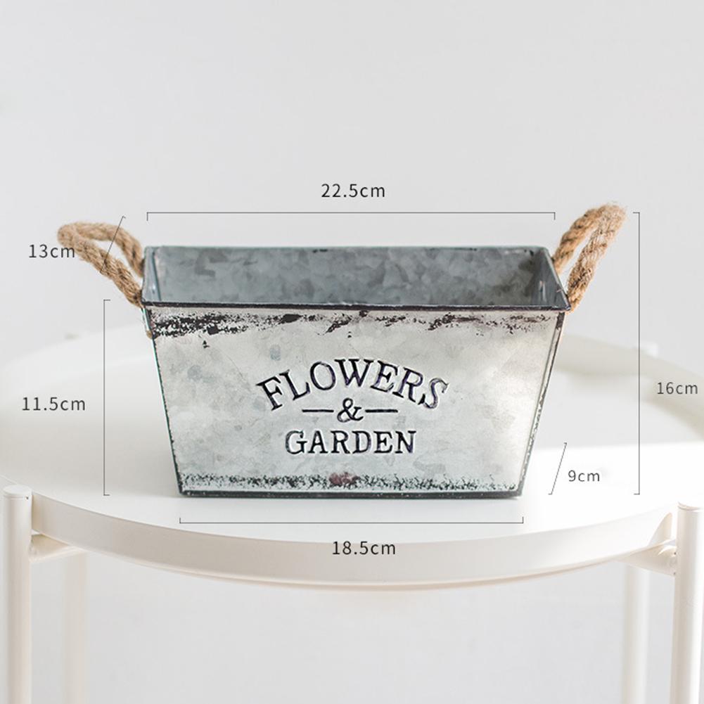 Iron Flower Pot Old Retro Iron Bucket Living Room Tin European Vase Desktop Storage Bucket Garden Decoration Flower Bucket Pot