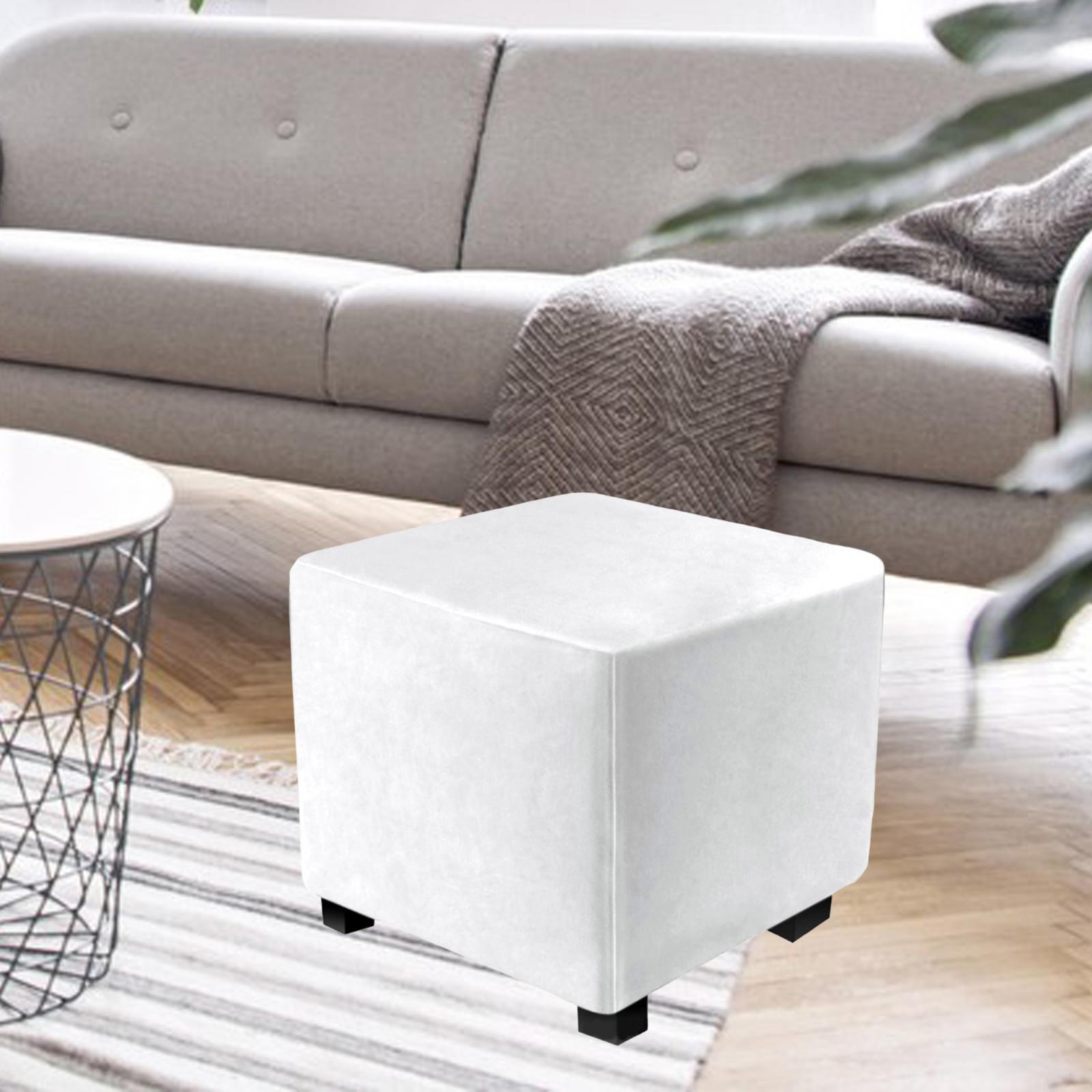 

Removable Footrest Foot Stool Slipcover with Elastic Bottom Dustproof Elastic білий