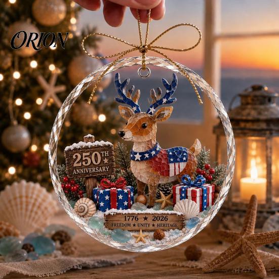 Seasonal Festive Decorations Ocean Themed Christmas Ornaments, Lighthouse/Wreath/Santa Claus/Xmas Tree/Snowman/Deer Hanging Wall Decor Decor, Acrylic