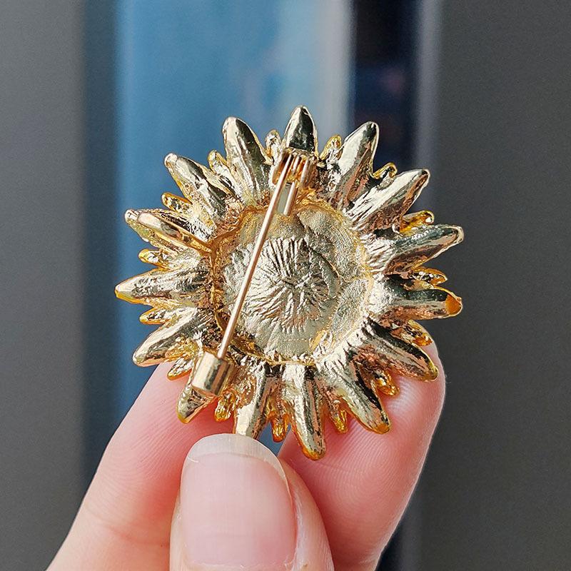 Original Sunflower Brooch With Diamonds Plant Flower Brooch Fashion Alloy High-End Jewelry
