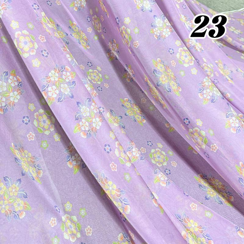 100*150cm Tecido Chiffon Floral Estilo Chinês Grupo de Chá Estampa Floral Tecido DIY Vestido Hanfu Fantasia de Dança de Casamento Decoração