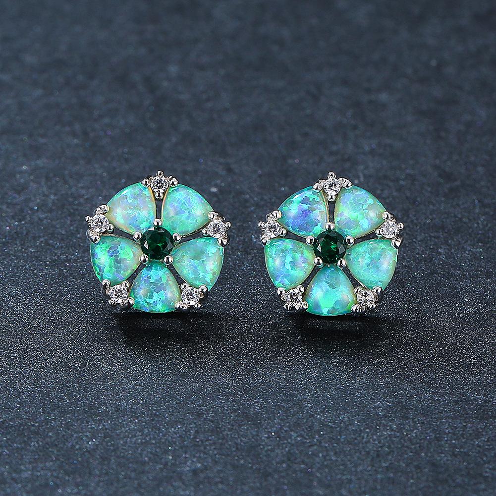 Japanese and Korean Version of New Diamond Studded Flower Earrings for Women Simple Temperament Personality Versatile Earrings and Earrings