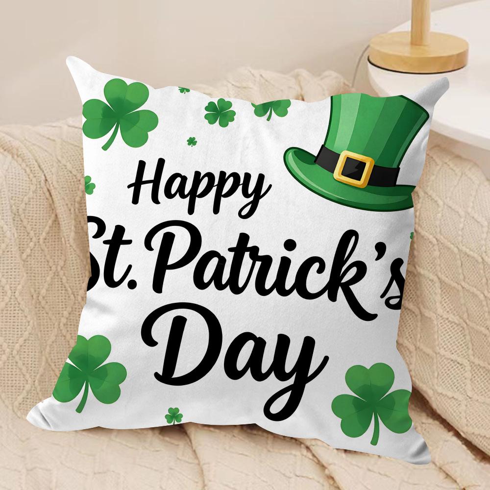 Happy St Patricks Day Cushion Cover Soft Plush Throw Pillow Cover  DoubleSided Cushion Case  Sofa Bedroom Home Decor 30x30cm