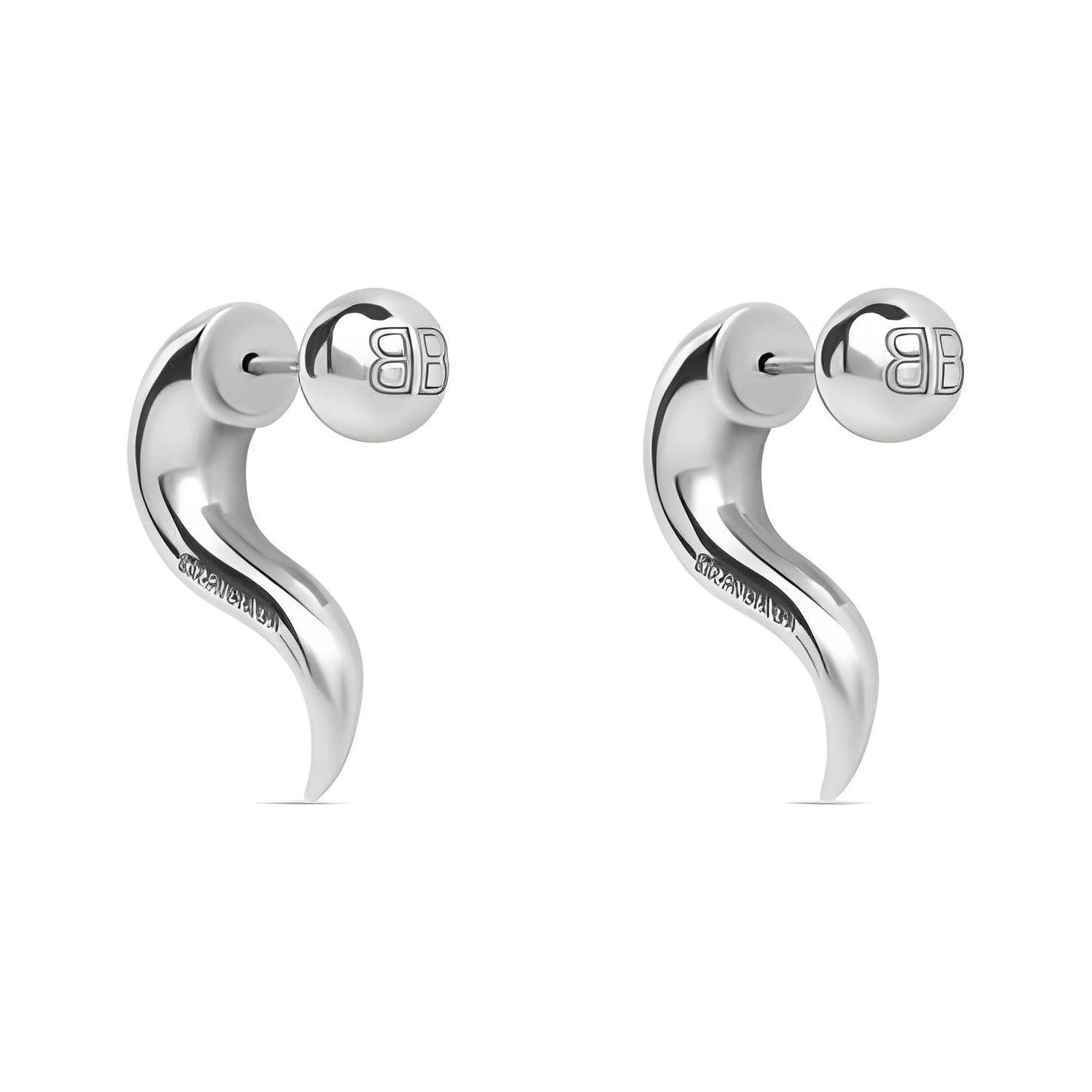 Balenciaga Letter Engraved Logo Elegant Minimalist Fashion Earrings Women earrings Silver 674682J84000918 Silver,F