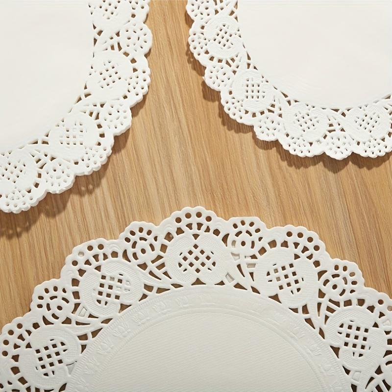 50/100 Stück Platzdeckchen Papierdeckchen Spitze Rand Cupcake-Unterlage für Frittiertes Dessert Party Hochzeit Tischdekoration Küchenbackutensilien