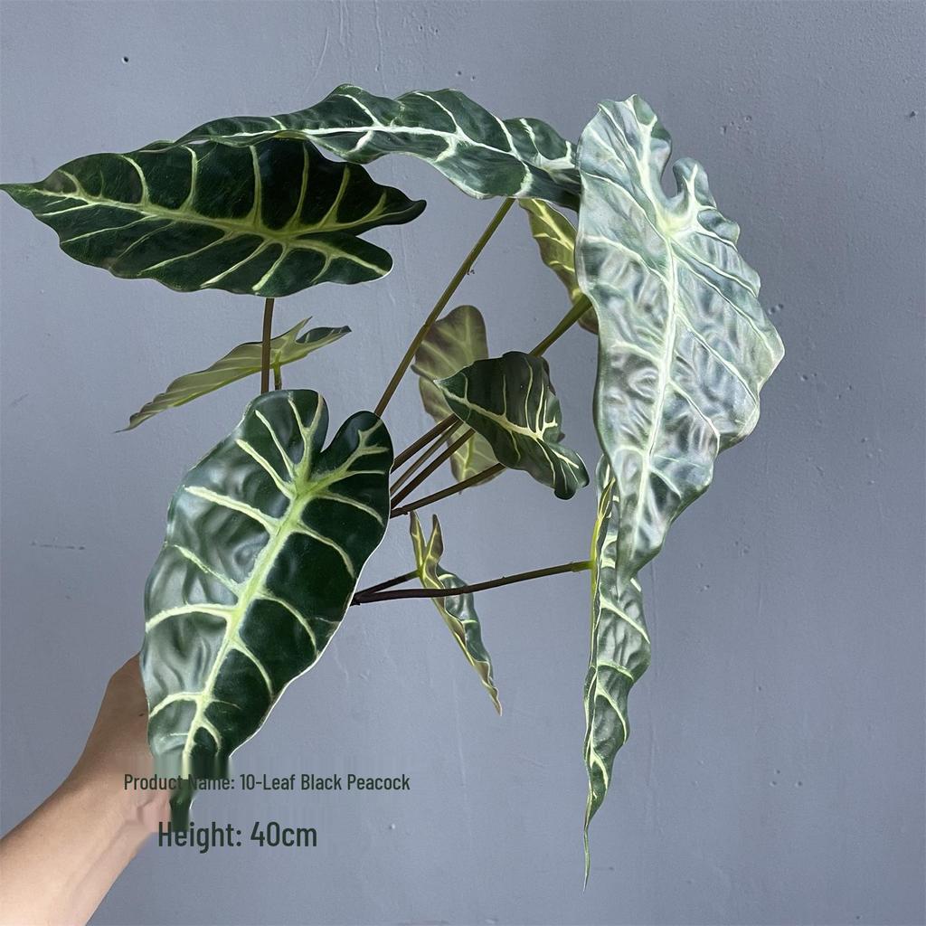 Black Peacock Philodendron Leaf - Artificial Green Plant Floral Arrangement for Home Decoration and Landscaping