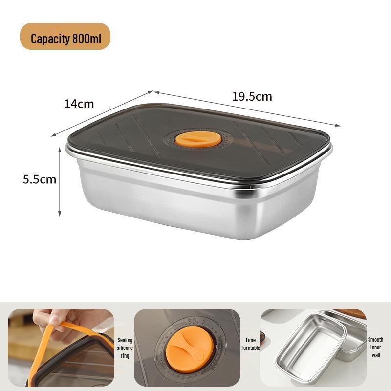 304 Stainless Steel Fresh-Keeping Bento Box with Plastic Lid – Portable, Food-Grade Storage for Fruit and More