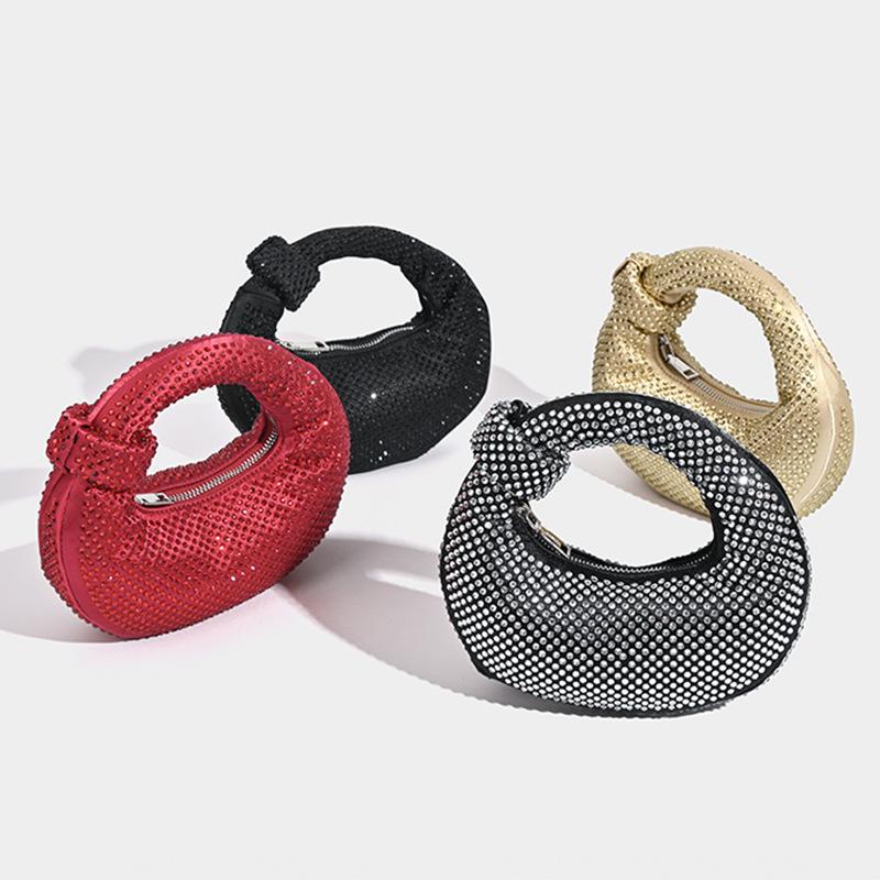 Nische 2024 Volldiamant Knödel Handtasche für Damen: Vielseitige Strass-Socialite-Abendtasche