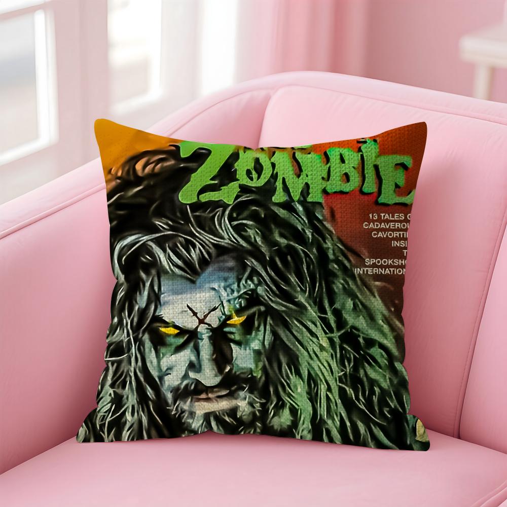 Singer RRob Zombies Cushion Cover Natural Linen Pillow Case DoubleSided Print Decorative Sofa Pillowcase Home Decor Gift