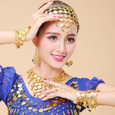 1Set Belly Dance Jewelry Sets Hairpin Necklace Headdress Earrings Jewelry Dance Performance Accessorie