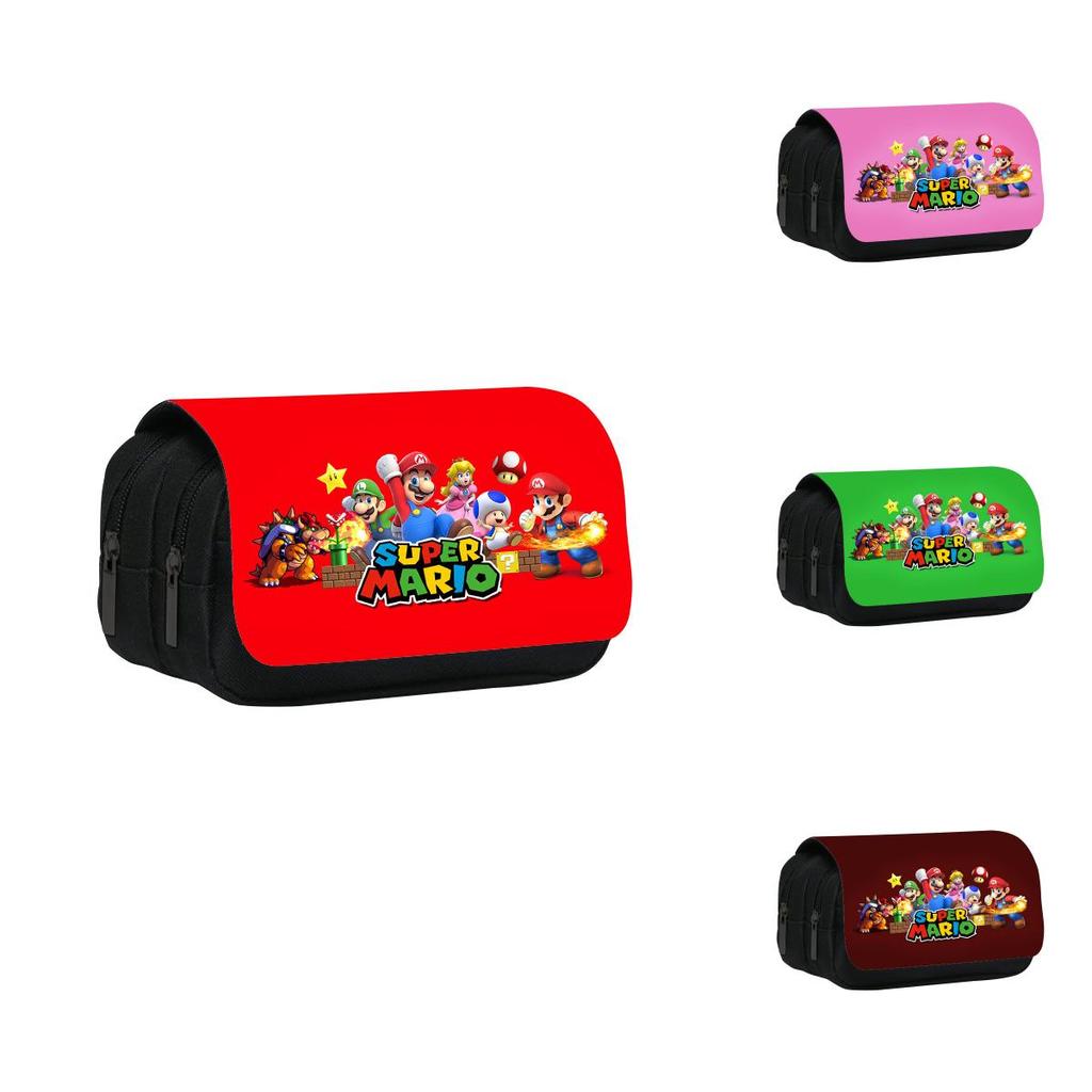 Trousse à Crayons Double Couche Mario Grande Capacité Pour Étudiants Organisateur de Fournitures Scolaires