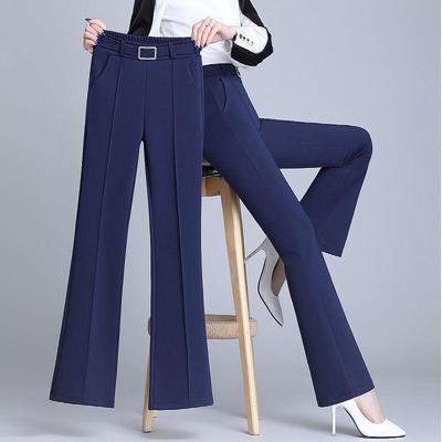 Büro Dame Elegante Mode Flare Hosen Frühling Herbst Diamanten Hohe Taille Alle-spiel Solide Frauen Beiläufige Gerade Hosen