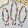 Colorful Rainbow Beaded Pet Necklace Bow Pendant Dog Cat Pet Collar  Pet Costume Accessories