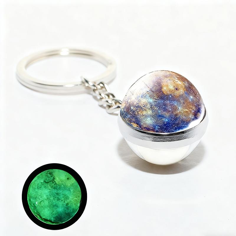 

1PC Round Luminous Pendant with Ring Graduation Gift Planetary Earth Keychain Car Glow-in-the-Dark Durable Dual-Sided Cute G