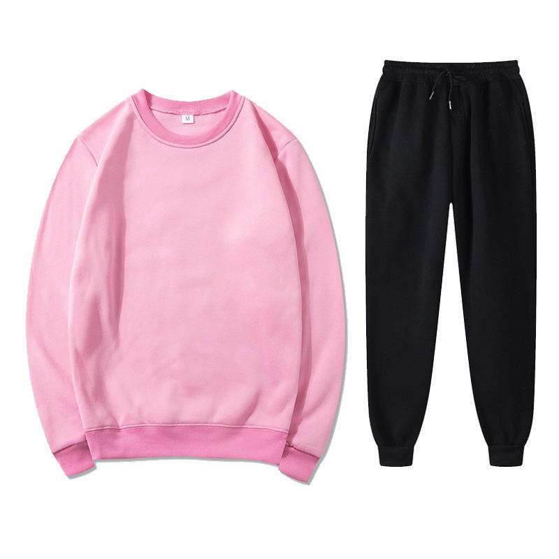 Unisex Autumn/Winter Fleece Sweatshirt & Sweatpants Set: Casual, Loose Fit