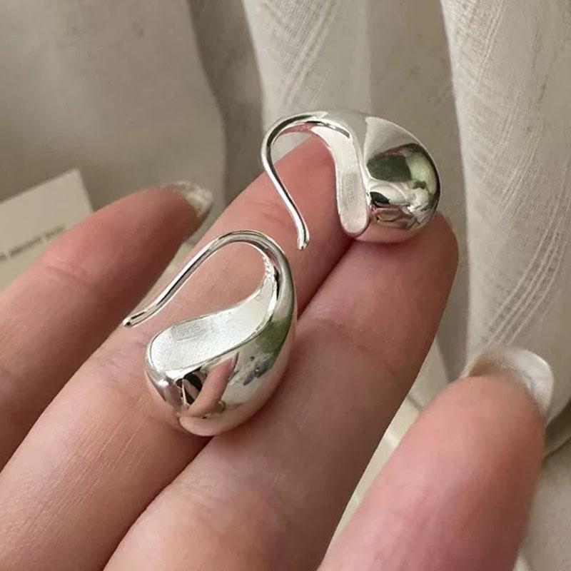 

925 Sterling Silver Vintage Earrings For Women Trendy Simple Waterdrop Ball Earring Jewelry Prevent Allergy Party Accessories