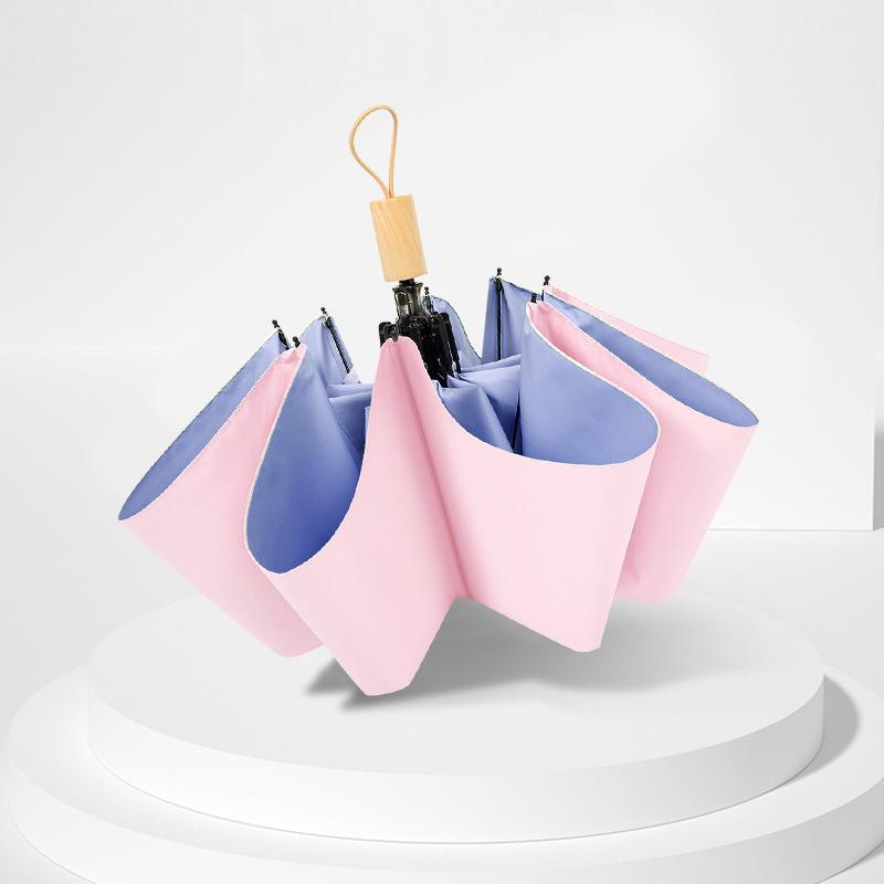 Automatic umbrella female small fresh ins wind flower folding student vinyl sun protection weather and rain sunshade three fold