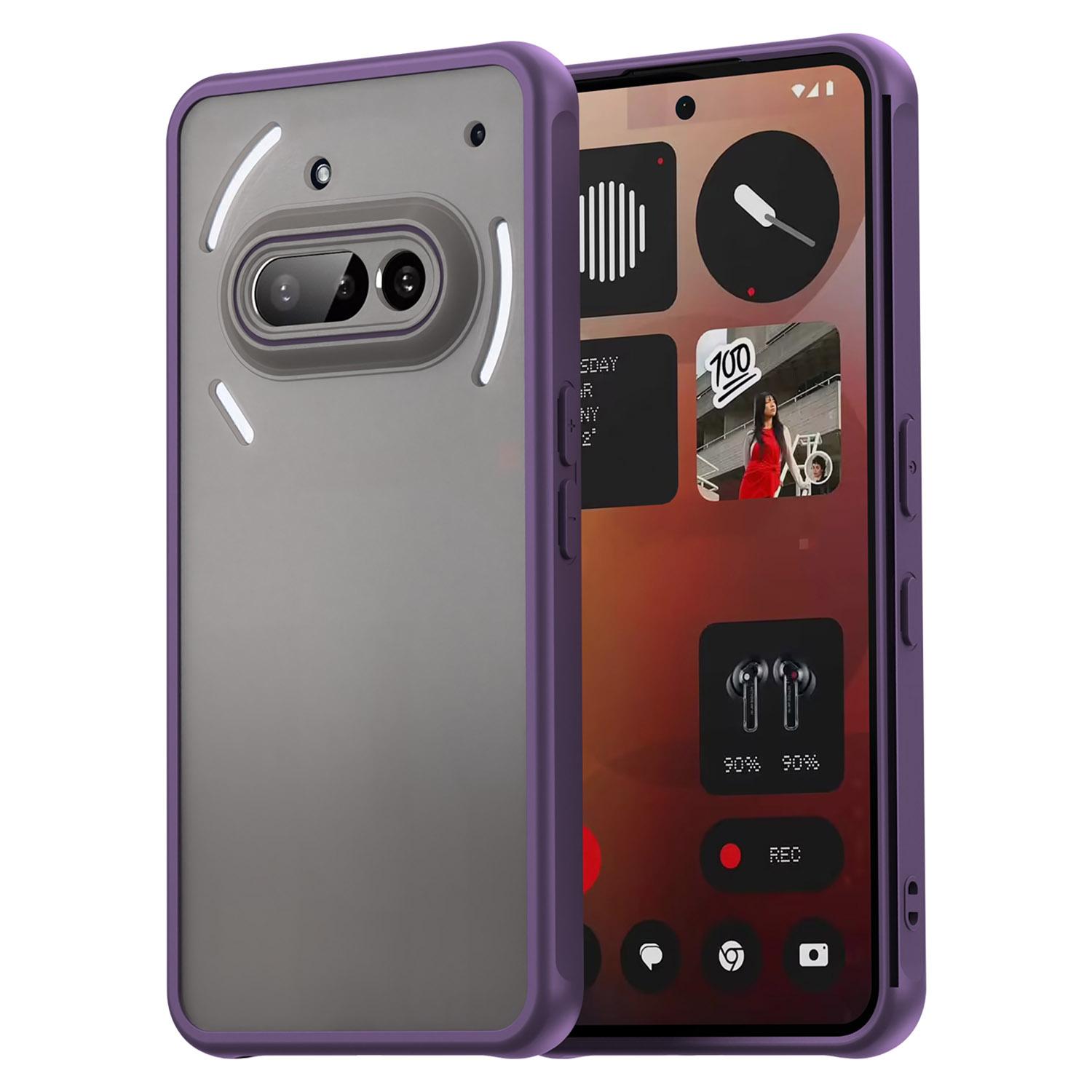 

For Nothing Phone (3a) Case Drop Proof Airbags Frosted Translucent PC+TPU Phone Back Cover Purple