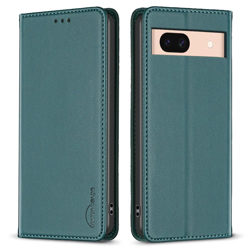 

BINFEN COLOR BF18 For Google Pixel 8a Case PU Leather Phone Cover with Card Slots Green