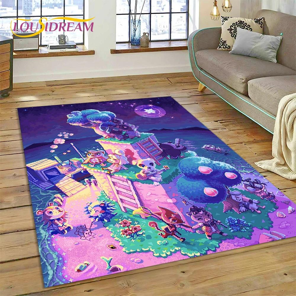 Niedlicher Animal Crossing New Horizons Cartoon Teppich für Schlafzimmer Wohnzimmer Zuhause Sofa Dekoration, Kinderspiel Große Dekor Bodenmatte