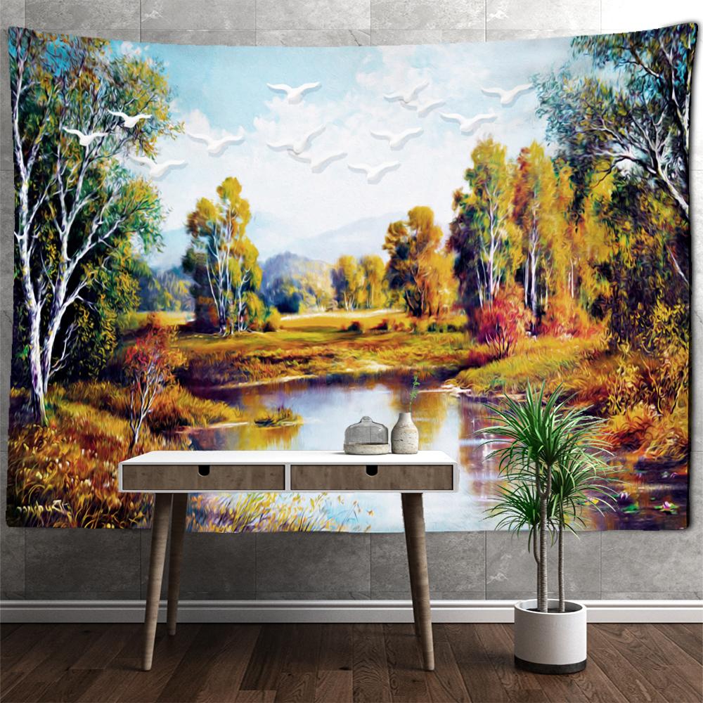 Ölgemälde Lavendel Wandteppich Wandbehang Pflanze Böhmisch Hippie Tapez Nordische Ästhetik Raumdekor