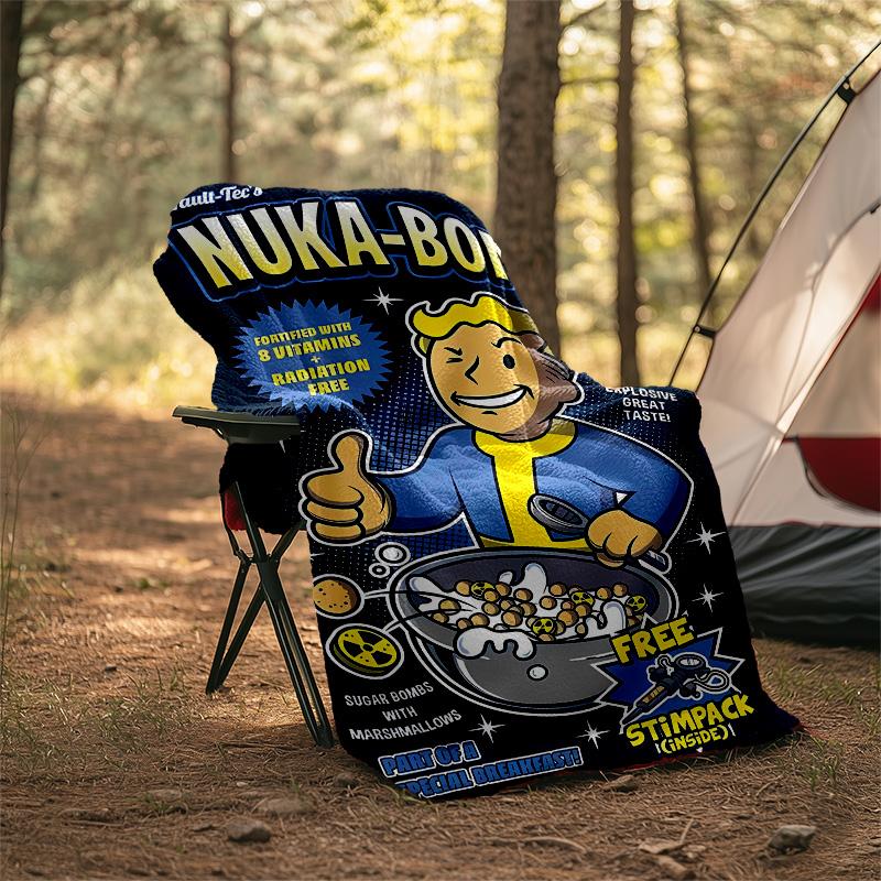 1pc NUKA-BOMBS Fallout1 Theme Blanket - Digital Print, Polyester, Cozy for All Seasons, Perfect for Outdoor, Camping, and Travel
