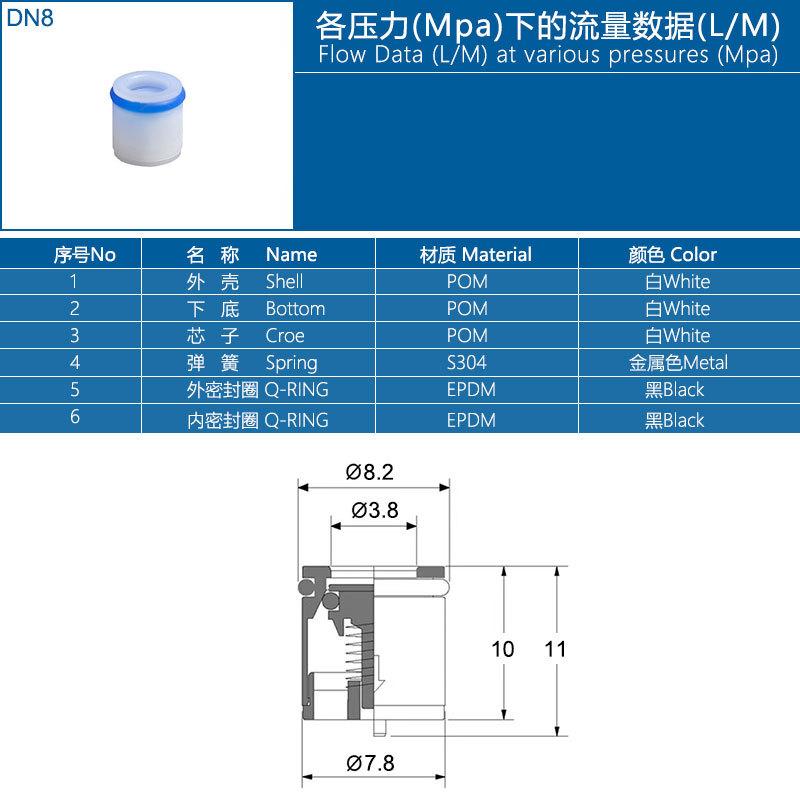 Inner Plug Check Valve Plastic DN8/10/12/14/20/22/25 MM Spool Check Inline Spring Non-return Valve Pipe Fittings