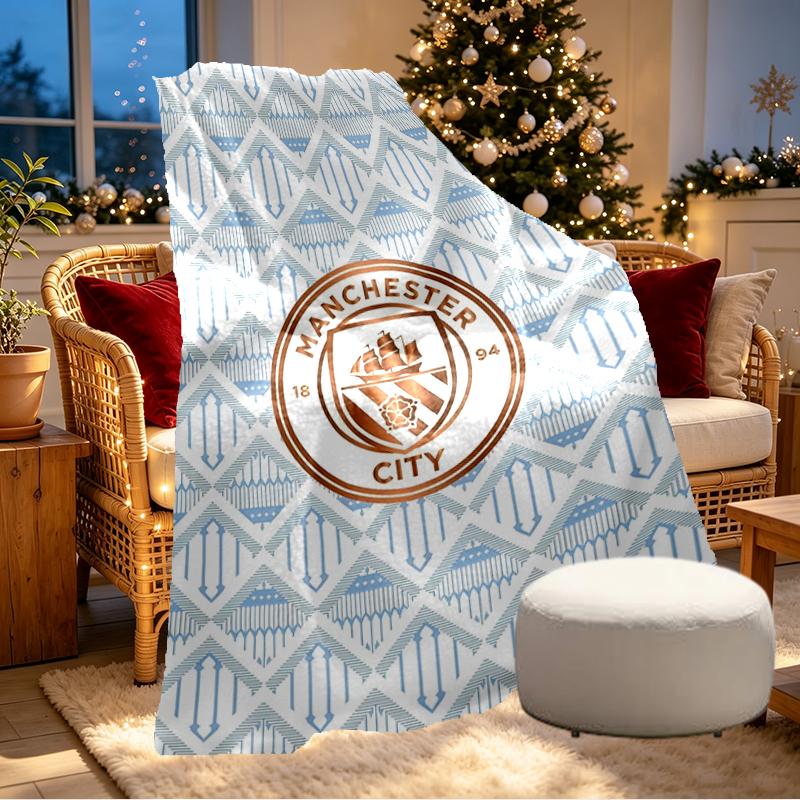 Manchester City FC Print Blanket - Soft & Comfortable, for Bedroom, Travel, Sofa, Home Decoration - Birthday Christmas Gift for Friend