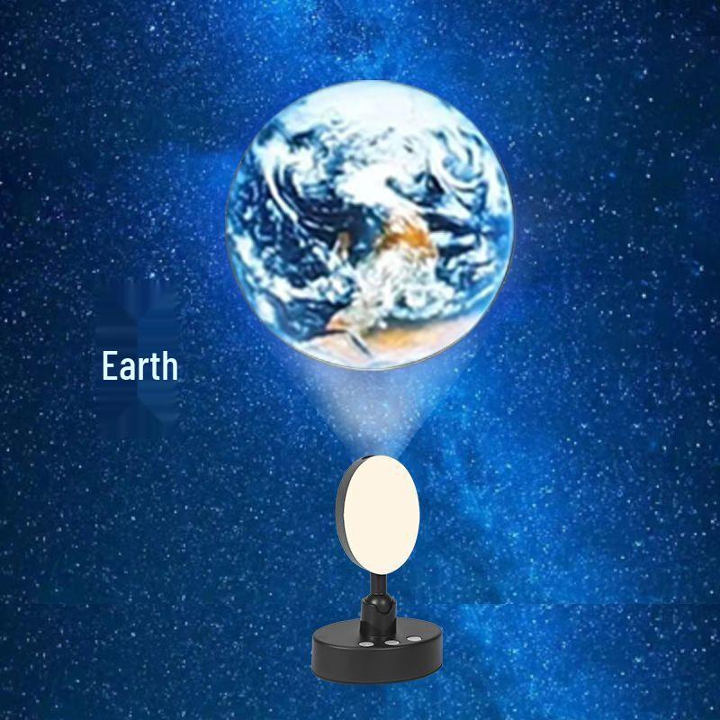Rechargeable Earth & Moon Star Projector Night Light for Bedroom Atmosphere 