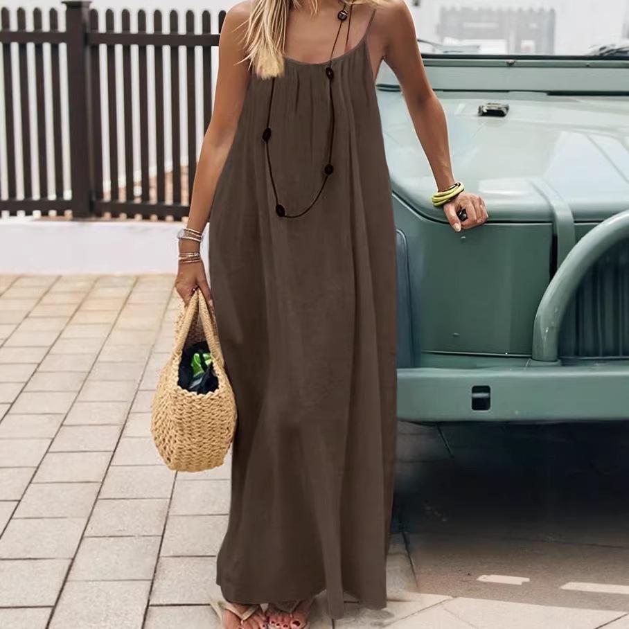 2026 Women's Backless Sling Overcoat Loose Home Dress