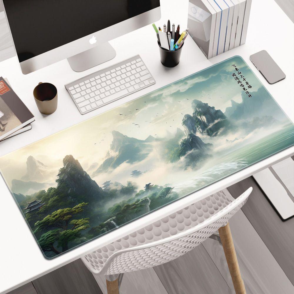 Ultra-Large Ink Wash Landscape Mouse Pad – Precision Locked Edge, Anti-Slip Desk Pad for Office or Home