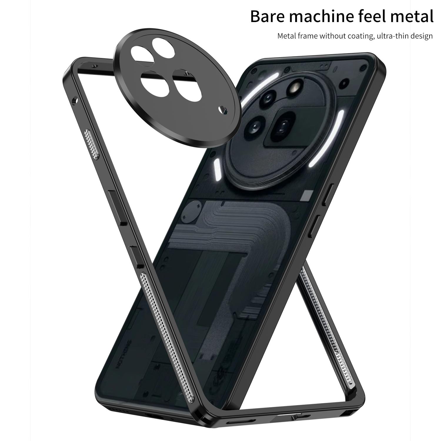 

For Nothing Phone (3a) Pro Bumper Cases Metal Frame Heat Dissipation Cover with Lens Protector Black