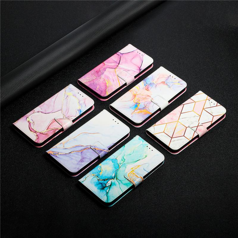 Marble Leather Wallet Case for Xiaomi Mi 11 Ultra 11Lite 5G NE 11T 10T Pro 9 Lite CC9e A3 Magnetic Card Slots Holder Phone Cases