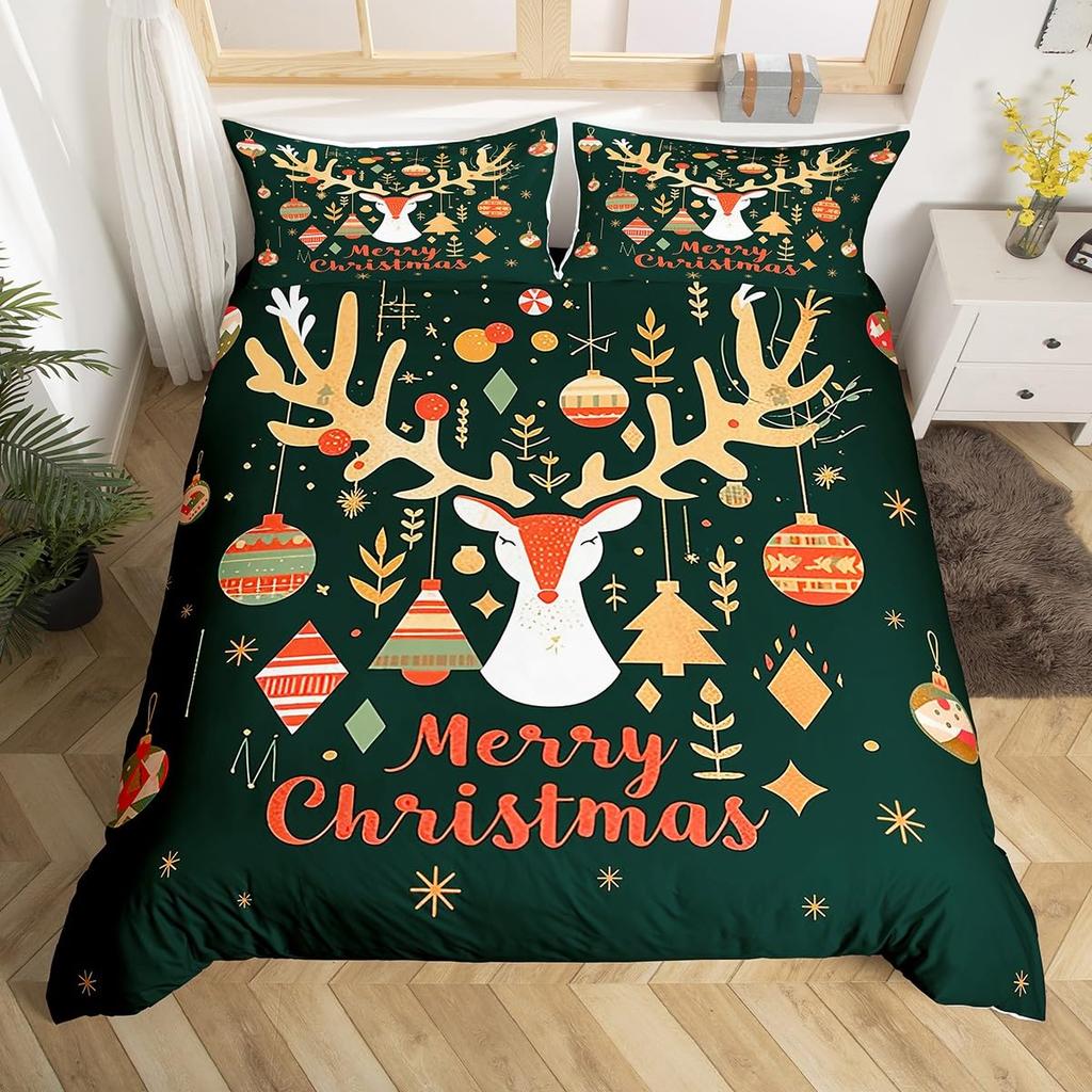 Dachshund Dog Duvet Cover Set Twin King Merry Christmas Theme Bedding Set 3Pcs For Kids Teens Kawaii Cartoon Pet Comforter Cover