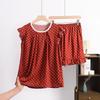 Women's Summer New Sweet Fly Side Cotton Short-sleeved Shorts Suit Large Size Loose Leisure Rayon Home Wear Pajamas