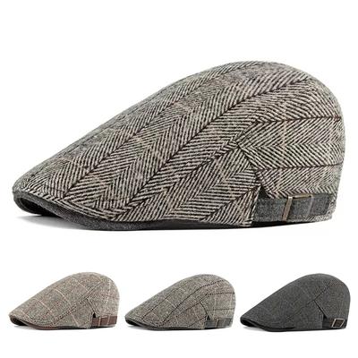 Men Lattice Newsboy Caps British Painters Hats Spring and Summer Adjustable Flat Cap Hip Hop Berets