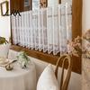 Light Filtering Small Window Panels White Lace Kitchen Curtain, Rustic Floral Over Sink Short Elegant Decor for Living Room Sheer Scalloped