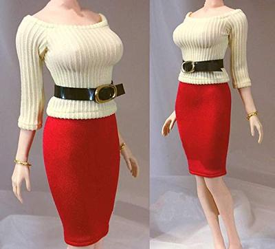 [TOYBARJAPAN] 1/6 Scale Figure Accessories: Office Lady Sexy Secretary Sweater, Skirt, and Belt Set (Body and Head Not Included)